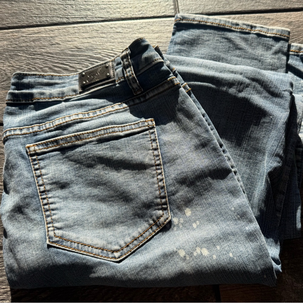 Earl Jeans Women’s 14 Skinny Stretch Painted Destroyed Acid Wash denim pants